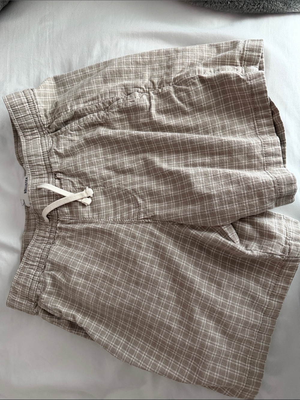Hollister Beige Plaid Swim Trunks